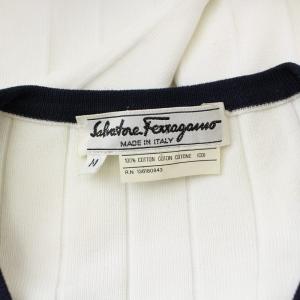 Salvatore Ferragamo ガンチーニ ストライプニットカーディガン ホワイト