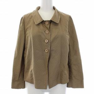 PRADA セットアップ ジャケット シングル スカート 膝丈 フレア ドット シルク 40 ベージュ