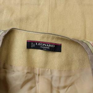 LEONARD ジャケット シングル 花柄 切替 金ボタン シルク 背抜き 11 ベージュ