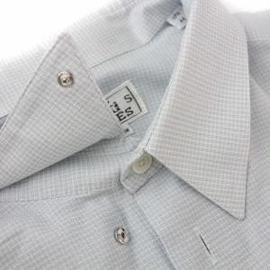 HERMES ワイシャツ ボタンダウン チェック柄 44 M ライトブルー