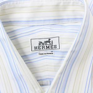 HERMES ワイシャツ 長袖 ストライプ 43 L ホワイト