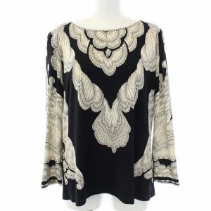 カットソー 総柄 薄手 シルク 42 ブラック