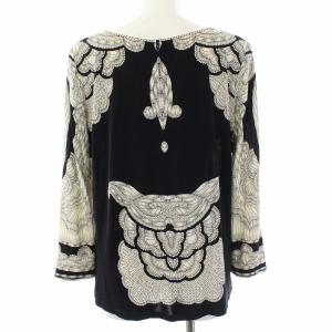 LEONARD カットソー 総柄 薄手 シルク 42 ブラック