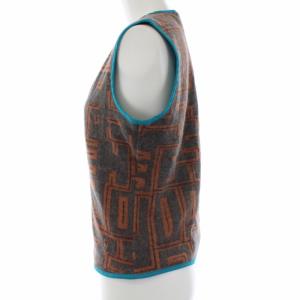 FENDI jeans Vネック ベスト ズッカ柄 プルオーバー ウール L グレー オレンジ