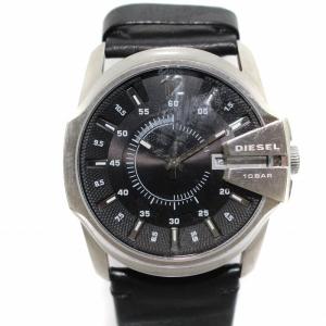 DIESEL MASTER CHIEF 腕時計 アナログ クォーツ ブレスレット付き レザー シルバー ブラック DZ1907