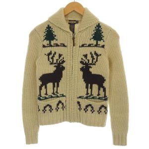 カーディガン ニットジャケット ラウンドカラー ジップアップ カウチン トナカイ ウール