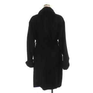 EPOCA ステンカラーコート ロング丈 ベルト アルパカ ウール混 40 ブラック