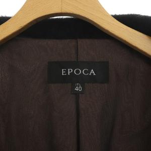 EPOCA ステンカラーコート ロング丈 ベルト アルパカ ウール混 40 ブラック