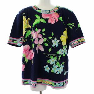 FASHION 花柄カットソー LL ネイビー