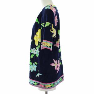 LEONARD FASHION 花柄カットソー LL ネイビー