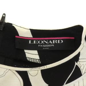 LEONARD FASHION アンサンブル ジップアップジャケット カットソー 半袖 花柄 L ブラック ホワイト