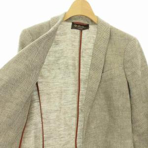 Loro Piana ショールカラージャケット センターベント ストライプ リネン シルク 36 グレー