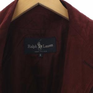 RALPH LAUREN チェスターコート アウター ロング ミドル丈 USA製 スエード ラムスキン 6 L ボルドー 赤 レッド