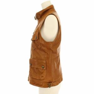 RALPH LAUREN タグ付き ベスト ラムレザー 羊革 ワーク 6 ブラウン