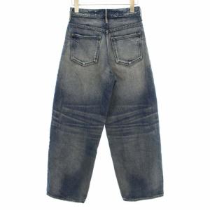 upper hights デニムパンツ ジーンズ ワイド ハイウエスト ダメージ加工 22 ブルー