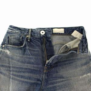 upper hights デニムパンツ ジーンズ ワイド ハイウエスト ダメージ加工 22 ブルー