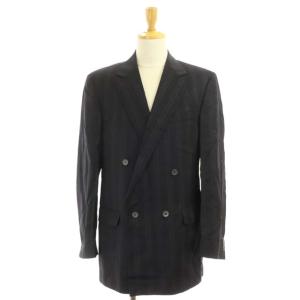 VERSACE セットアップ スーツ ジャケット ダブル 背抜き パンツ ストライプ 48 ネイビー