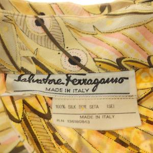 Salvatore Ferragamo 総柄シルクシャツ イエロー