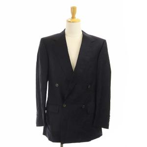 VERSACE スーツ セットアップ テーラードジャケット ダブルストライプ スラックス 46R ネイビー ブラウン