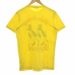 DSQUARED2 プリント Tシャツ カットソー ペンギン ロゴ ダメージ加工 S イエロー