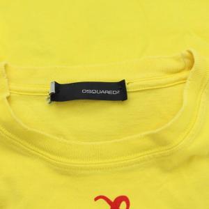DSQUARED2 プリント Tシャツ カットソー ペンギン ロゴ ダメージ加工 S イエロー