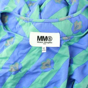 MM6 Maison Margiela メゾンマルジェラ ワンピース ロング 半袖 ストライプ 花柄 レーヨン ブルー グリーン