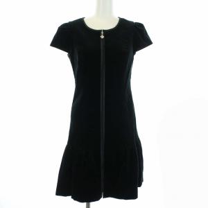 18AW ワンピース 半袖 ジップアップ ひざ丈 36 ブラック