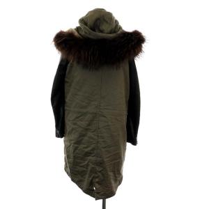 GRACE CONTINENTAL モッズコート ロング 袖切替レザー ラクーンファー F カーキ