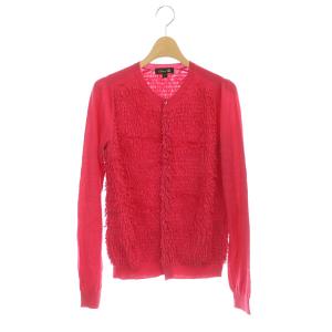 カシミヤシルクフリンジカーディガン ニット 切替 長袖 1 ピンク