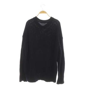 GALERIE VIE ファインウールクルーネックプルオーバーニットセーター S ネイビー