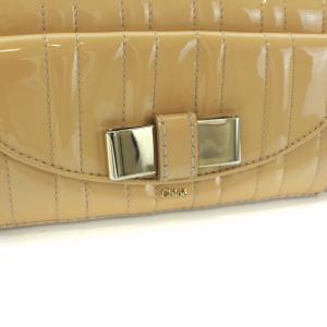 Chloe LILY 長財布 ラウンドファスナー リボン エナメル ベージュ