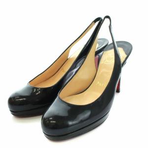 Christian Louboutin ストラップエナメルパンプス 34.5 ブラック