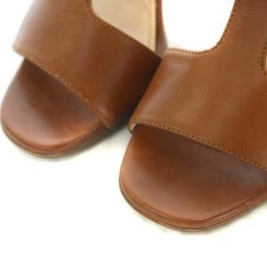 PRADA ストラップサンダル チャンキーヒール スクエアトゥ レザー35      シルバー ブラウン