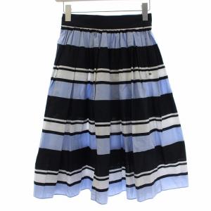DOLCE&GABBANA フレアひざ丈ボーダースカート 36 ブルー