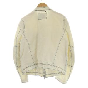 EMPORIO ARMANI ジャケット デニム スタンドカラー ジップアップ ステッチ ヘンプ 麻 リネン L アイボリー IBO20