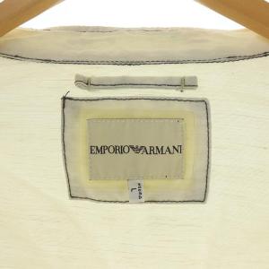 EMPORIO ARMANI ジャケット デニム スタンドカラー ジップアップ ステッチ ヘンプ 麻 リネン L アイボリー IBO20
