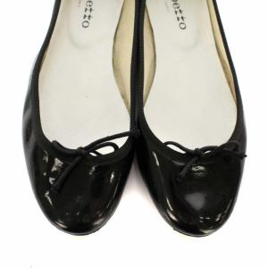 Repetto エナメルリボンフラットシューズ 40 ブラック