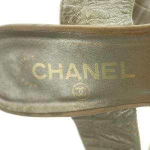 CHANEL レースアップサンダル ミュール ハイヒール ポインテッドトゥ ココマーク 37 ベージュ