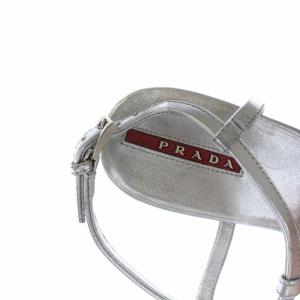 PRADA SPORT サンダル ウェッジソール ベルト レザー 36 シルバー