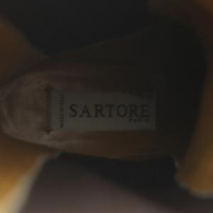 SARTORE ロングブーツ ハラコ ローヒール チャンキーヒール ポインテッドトゥ 38 ブラック