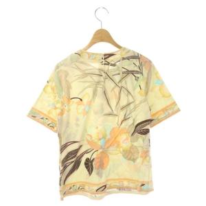 LEONARD 総柄 カットソー Tシャツ 花柄 M ライトイエロー
