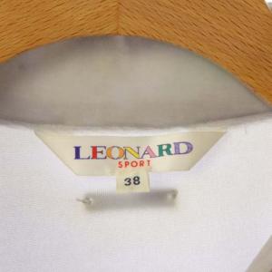 LEONARD カットソー 長袖 切替 リボン柄 ハイネック ハーフジップ 38 グレー