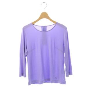 クルーネック カットソー ラインストーン装飾 七分袖 38 ライトパープル