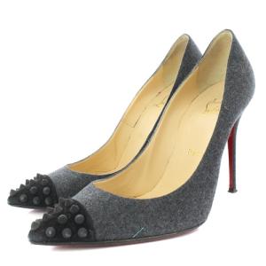 Christian Louboutin パンプス ピンヒール ポインテッドトゥ 38 25cm グレー