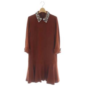 ワンピース フラワーモチーフ 36 ブラウン