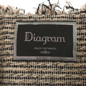 Diagram GRACE CONTINENTAL ツイード ノーカラーコート ミドル丈 フリンジ 総裏地 38 ベージュ ブラック