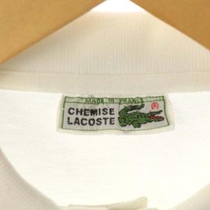 LACOSTE CHEMISE ポロシャツ 半袖 ロゴワッペン プルオーバー 5 ホワイト グリーン