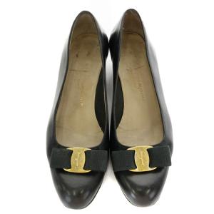Salvatore Ferragamo パンプス ローヒール レザー ヴァラ 7 ブラック