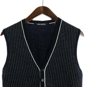 Neil Barrett ニットベスト ウール ドット柄 S ネイビー