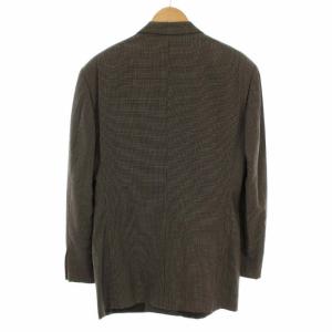 GIORGIO ARMANI テーラードジャケット フォーマル ダブル 2B 総柄 ノーベント 総裏地 48REG ブラウン